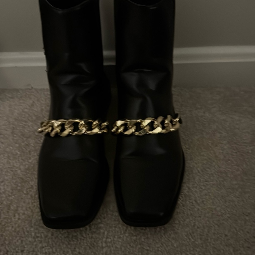 Zara gold chain ankle boots